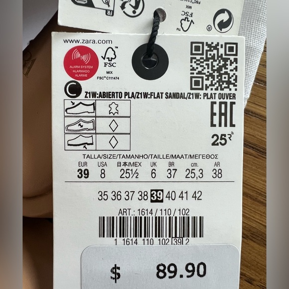 Zara BEIGE FLATFORM LEATHER SANDALS size 8 - Picture 9 of 11